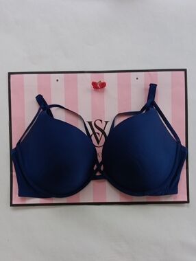 Victoria's Secret Navy Underwire T-Shirt Push-up Pigeonnant Size38D